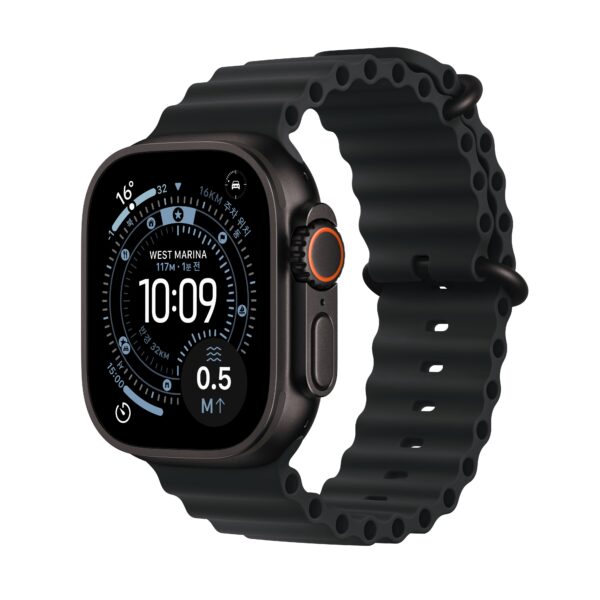 Часы Apple Watch Ultra 3 49 мм, ремешок Ocean Band («Чёрный титан» | Black Titanium)