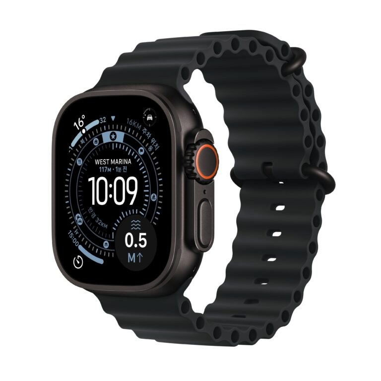 Часы Apple Watch Ultra 3 49 мм, ремешок Ocean Band («Чёрный титан» | Black Titanium)