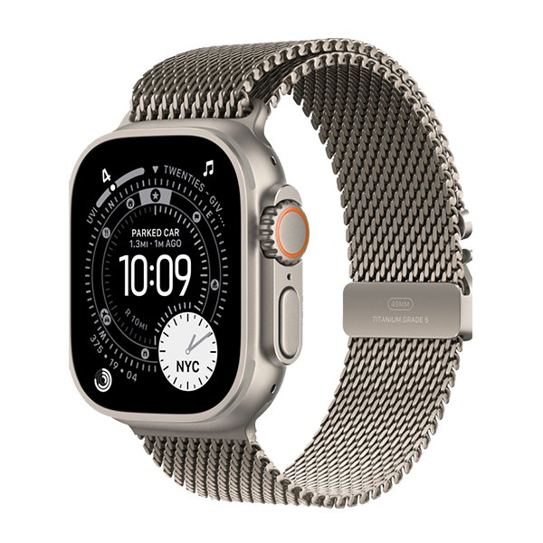 Часы Apple Watch Ultra 3 49 мм, ремешок Ocean Band («Натуральный титан» | Natural Titanium)